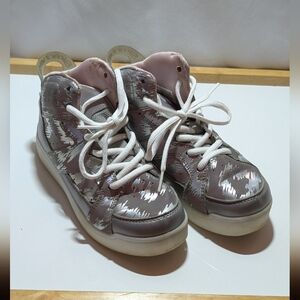 Skechers Kids High-Top Sneakers - Silver and Pink